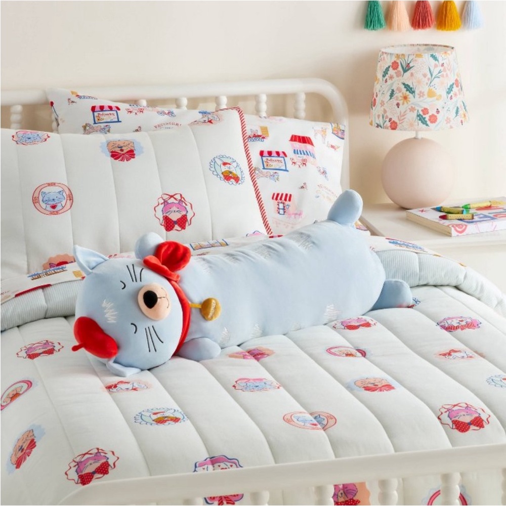 🩵Cat Kids' Long Weighted Plush Throw Pillow Pink - Pillowfort